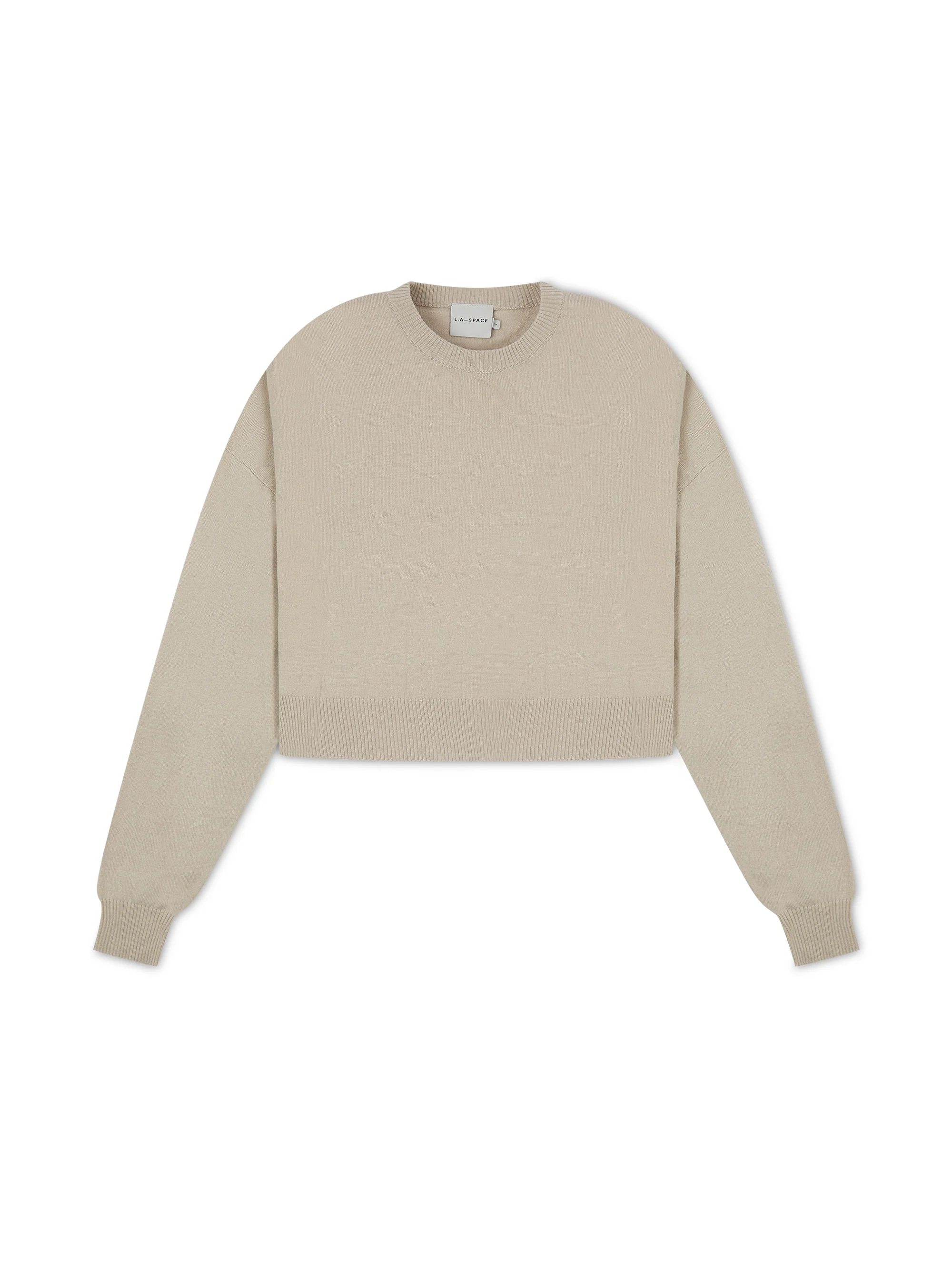 'LOULOU' CASHMERE BLEND SPLIT HEM KNITTED JUMPER OAT BEIGE - Image 4