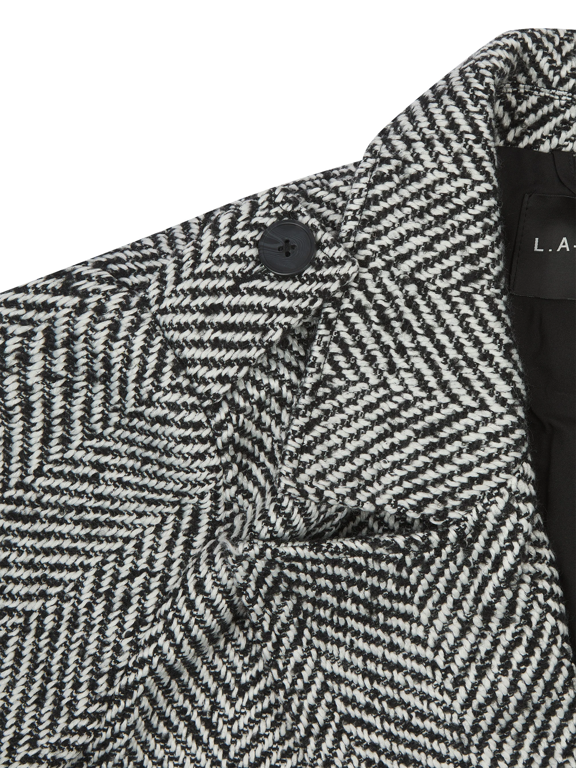 'MORGAN' HERRINGBONE DOUBLE BREASTED BELTED COAT BLACK - Image 11