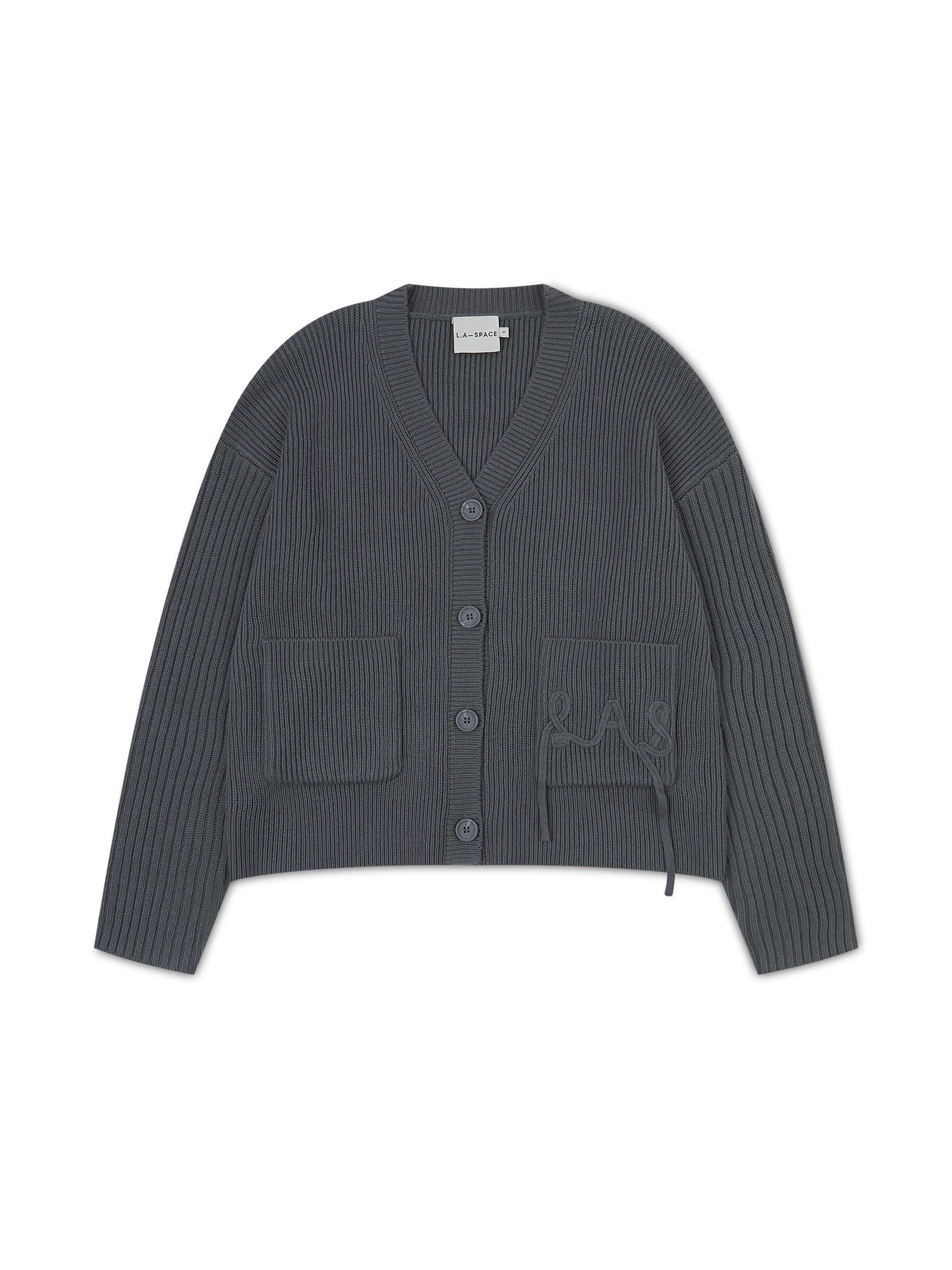 'NEW ENGLAND' KNITTED APPLIQUÉ DETAIL CARDIGAN SLATE GREY - Image 5