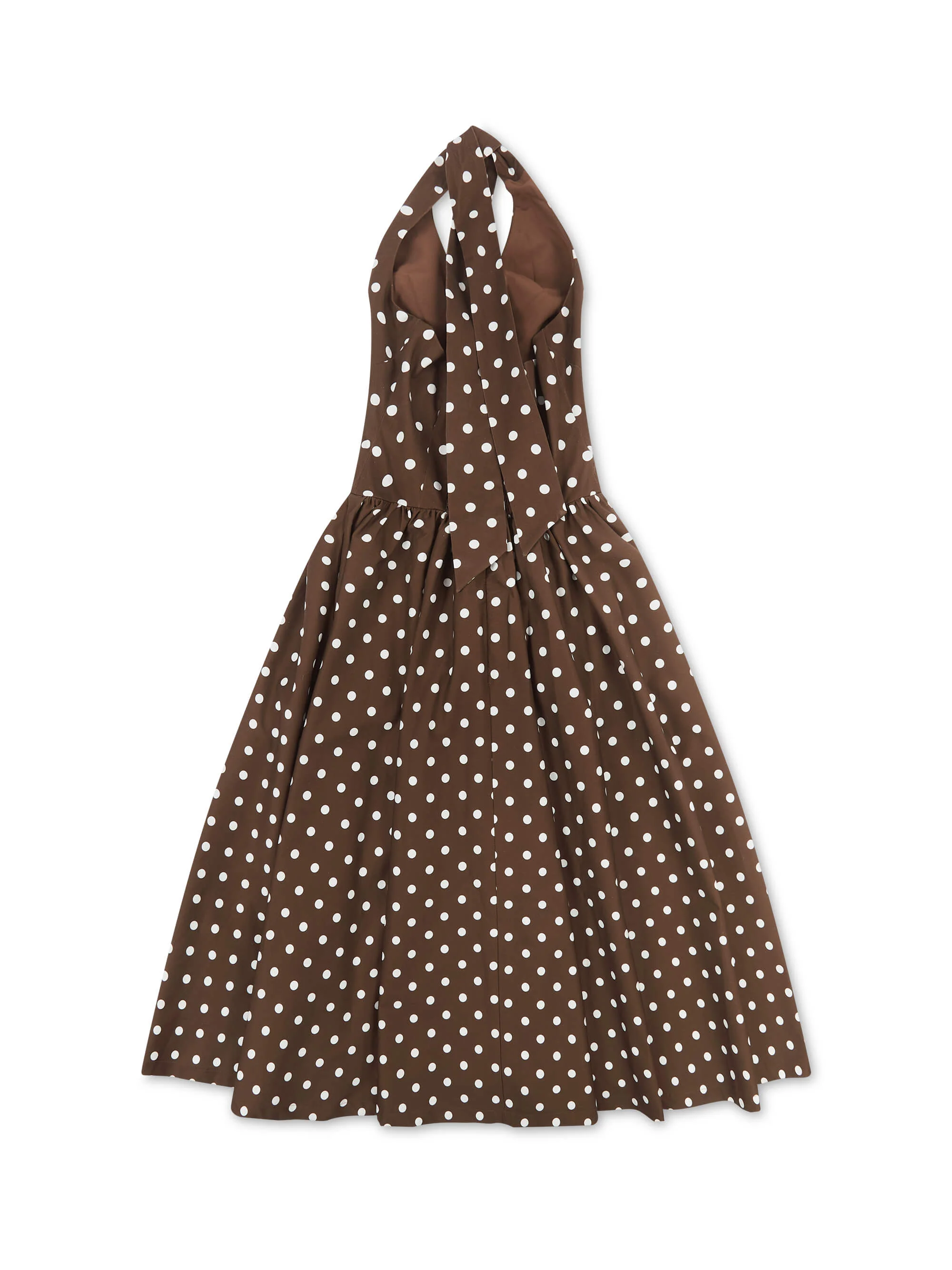 'PRETTY WOMAN' POLKA DOT HALTER NECK CORSET MIDI DRESS BROWN - Image 7