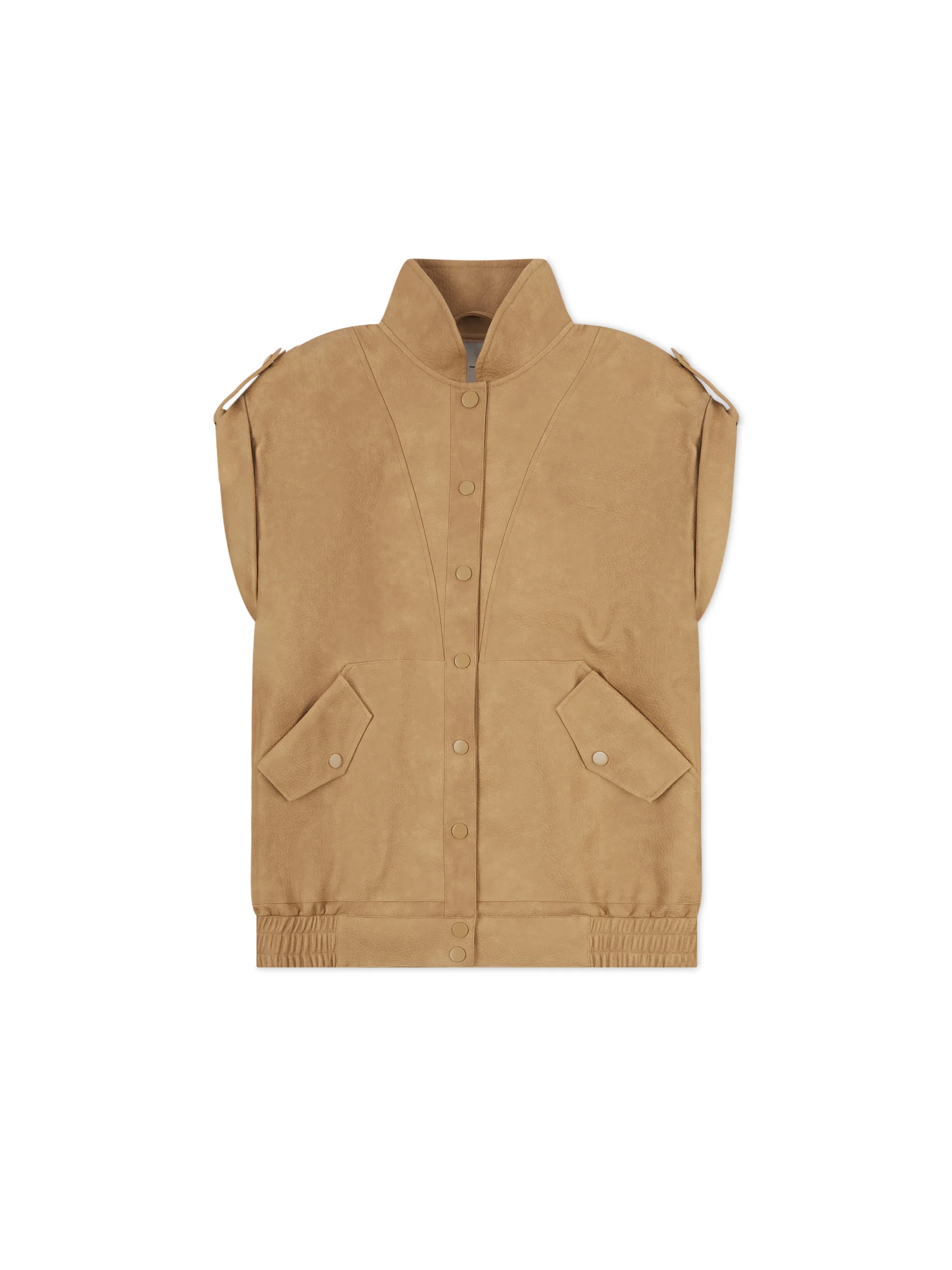 'SIENNA' FAUX LEATHER OVERSIZED MULTI WAY JACKET CAMEL - Image 10
