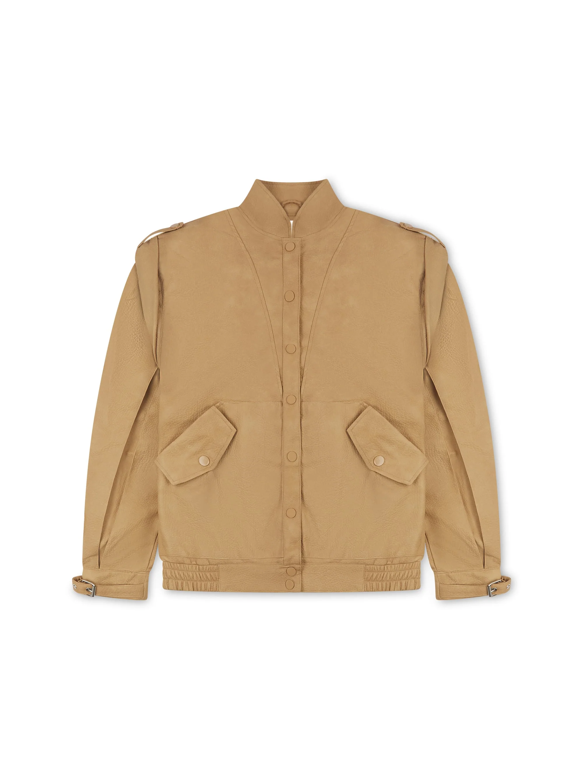 'SIENNA' FAUX LEATHER OVERSIZED MULTI WAY JACKET CAMEL - Image 5